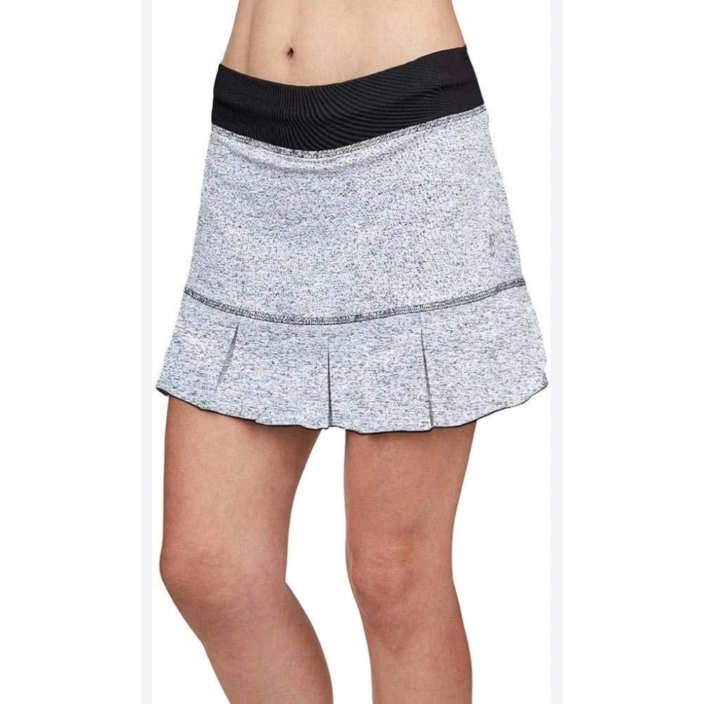 Active Pleated Mini Skirt with Contrast Waistband - Light Gray